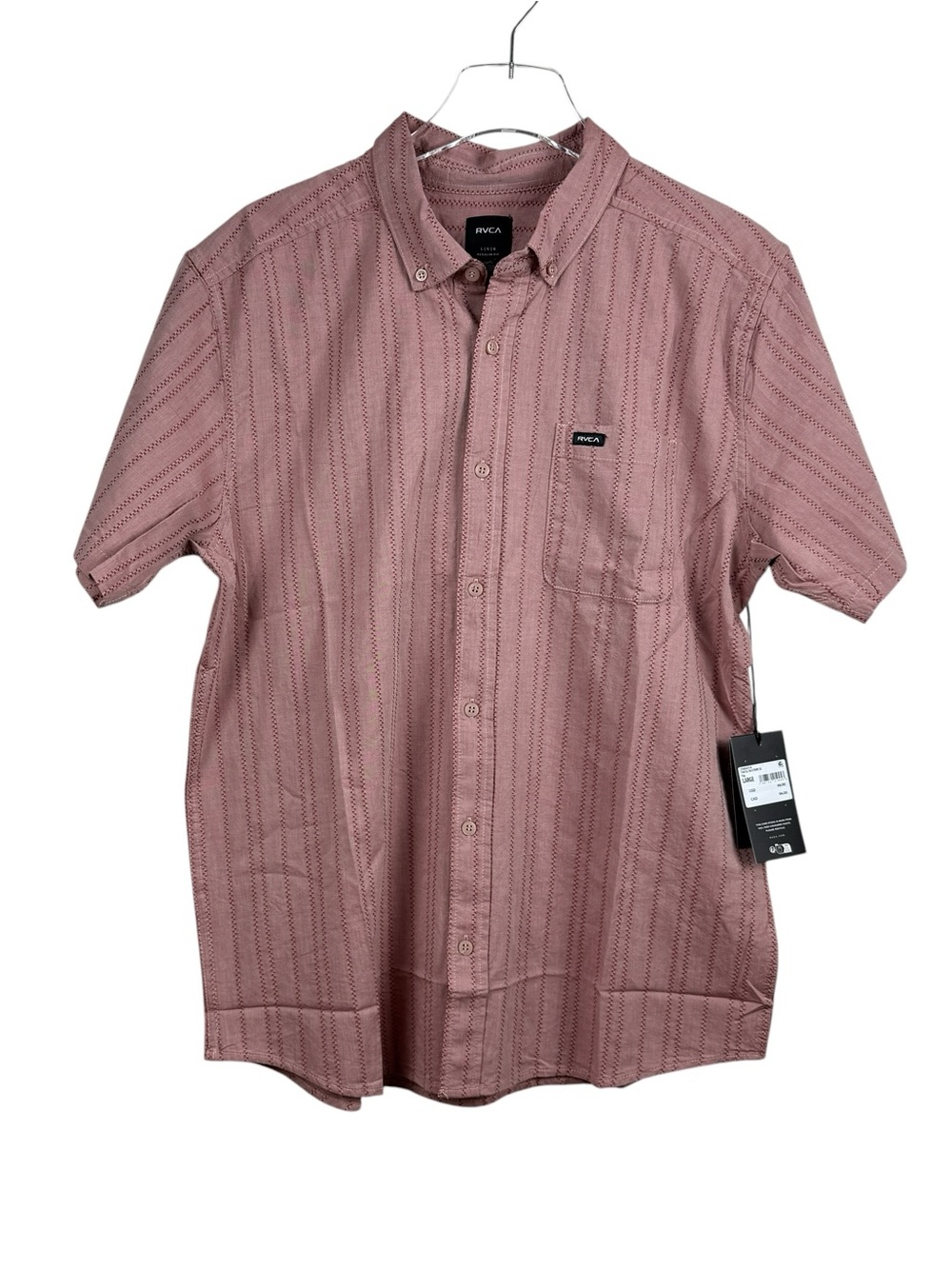 RVCA That'll Do Stripe Regular Fit Stretch Short‎ Sleeve Shirt Men's Size L NWT